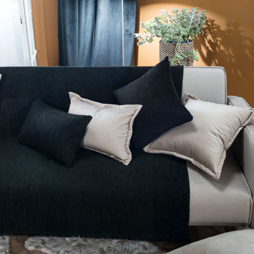 Ριχτάρια καναπέ Σενίλ Solid Black 306